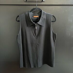 Belldini Black Zip-Up Sleeveless Blouse